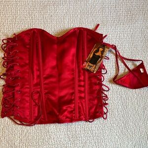 Shirley of Hollywood Red Corset Lingerie NWT